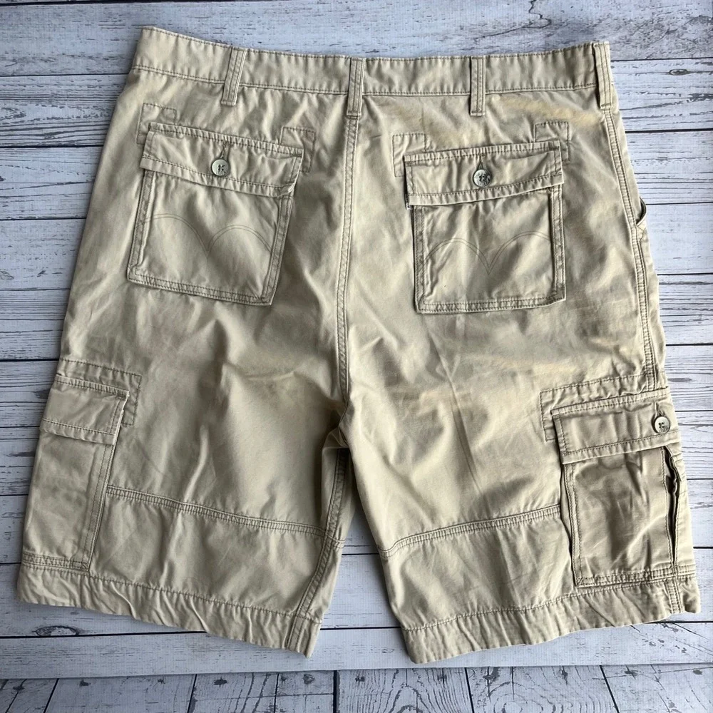 Levis Mens‎ Tan Khaki Cotton Cargo Shorts Size 42 Hiking Gorpcore Outdoor Work